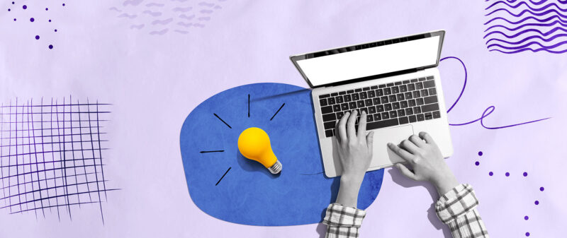 photo illustration with laptop and light bulb