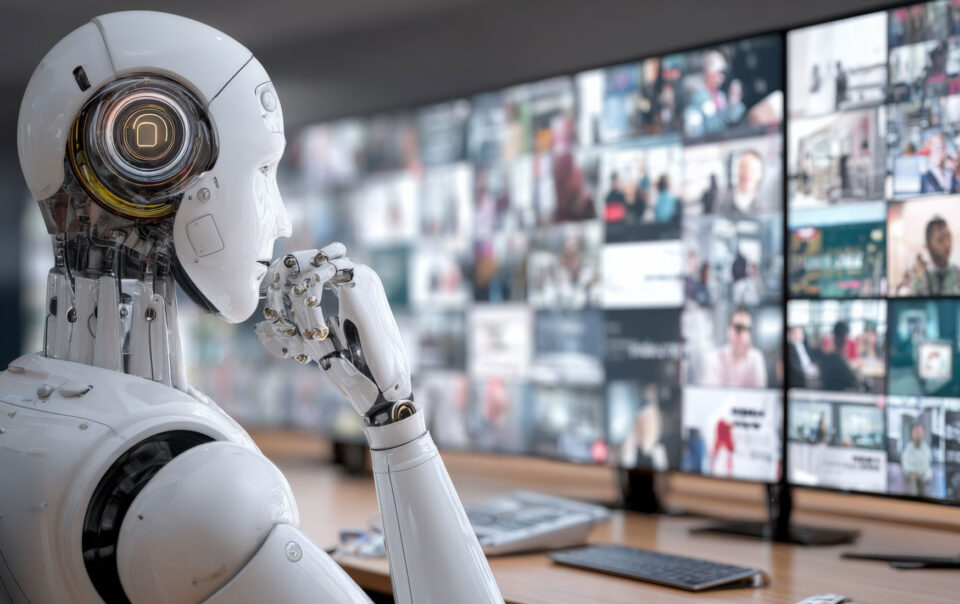 robot watching webinar presentations