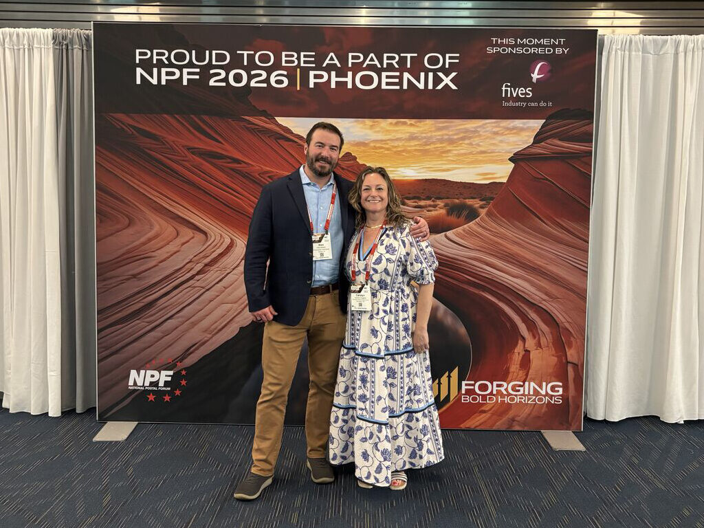 Carolyn Angelini and Alex Newell attend the 2026 National Postal Forum