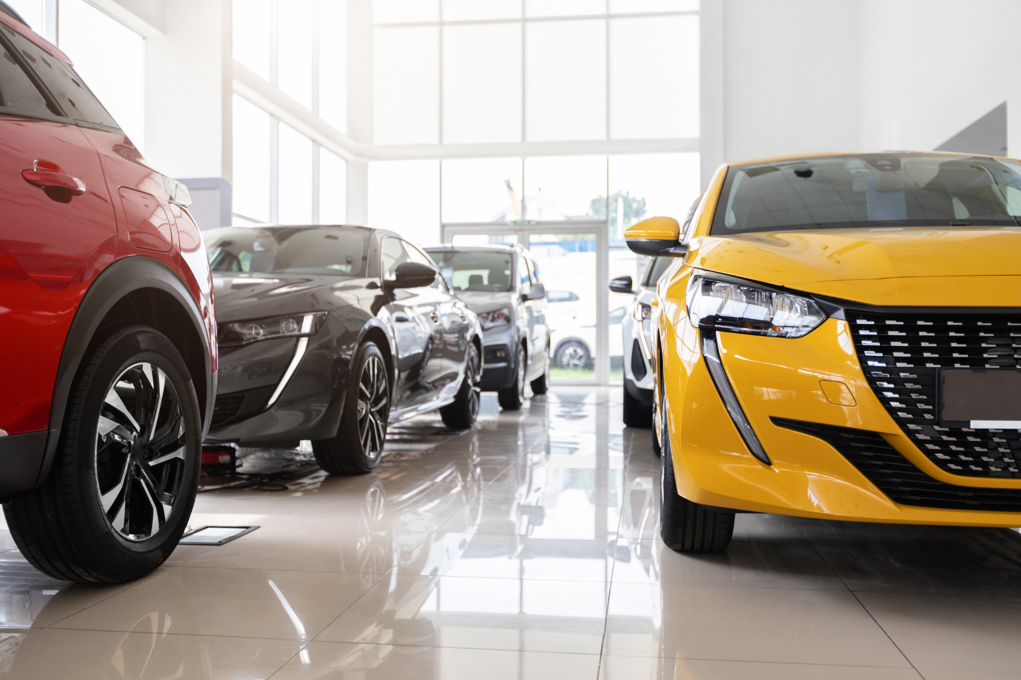 vehicles at an auto dealership