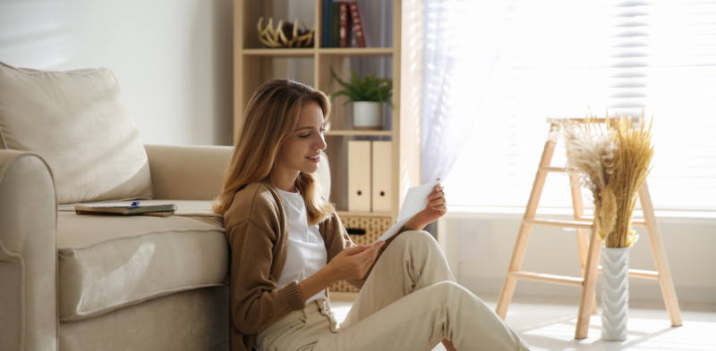 woman reading mail